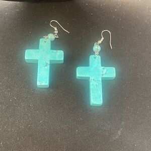 Turquoise Look Stone Pierced Earings